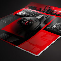 Design a catalog for OZKAR MAKINA company with its foundation in machinery and lifting equipment. The design should be predominated by the colors red and black, reflecting power and reliability.