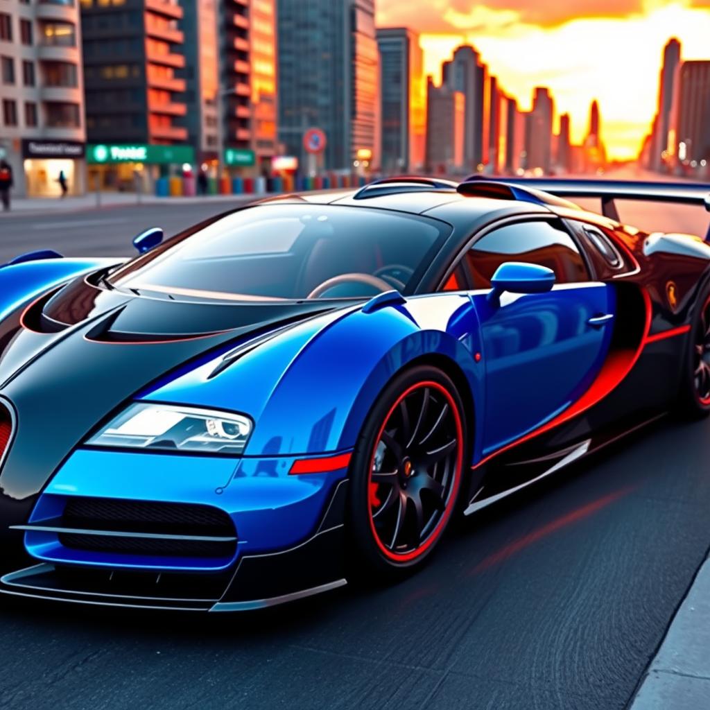 A stunning hybrid supercar that combines the sleek design of a Bugatti Veyron and the aggressive aesthetics of a Ferrari Enzo