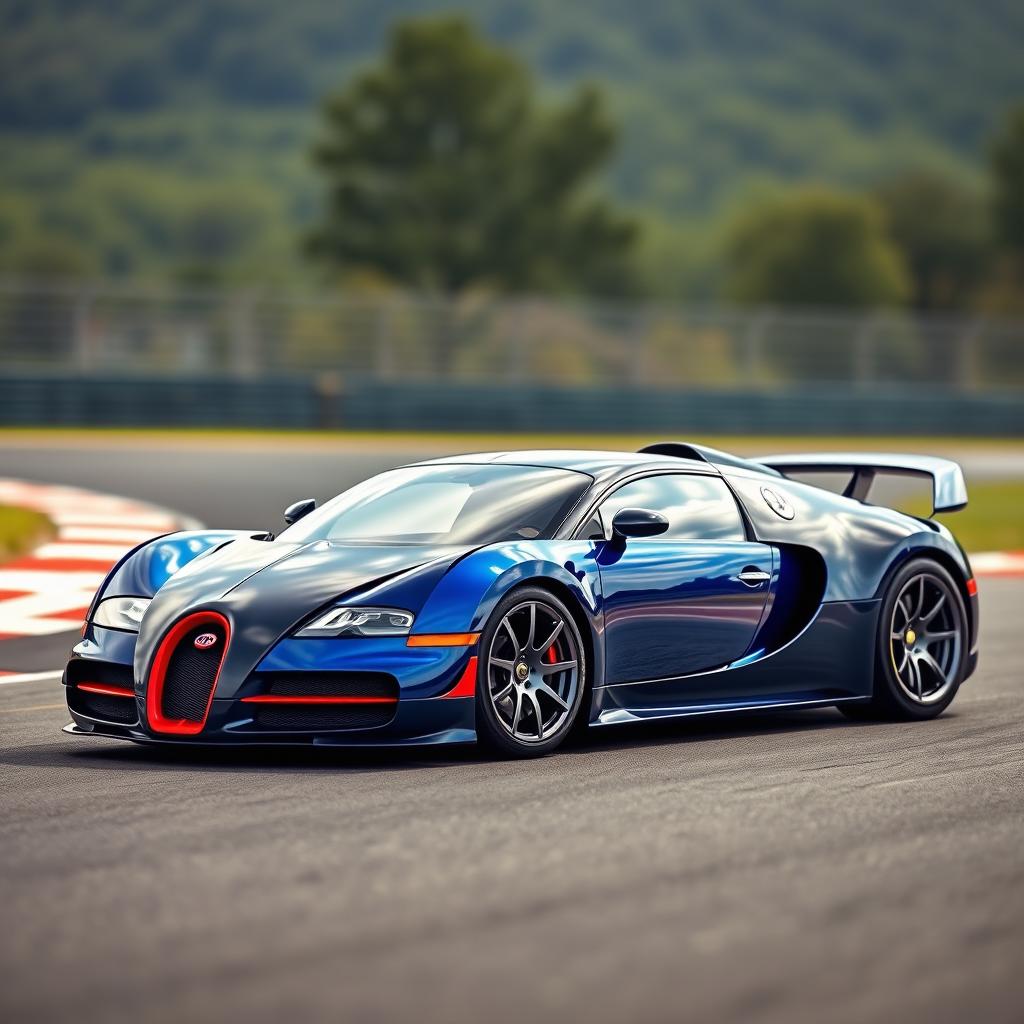 A stunning hypercar that is a perfect blend of a Bugatti Veyron and a Ferrari Enzo, showcasing sleek aerodynamic lines and a luxurious design