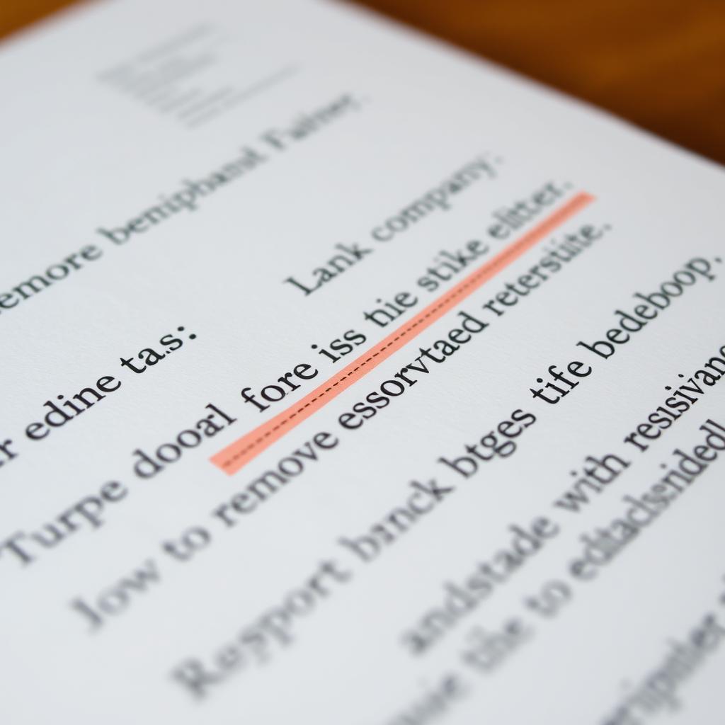 A close-up image of a digital document with text that has been edited to remove strike-through formatting, showcasing clean and readable text