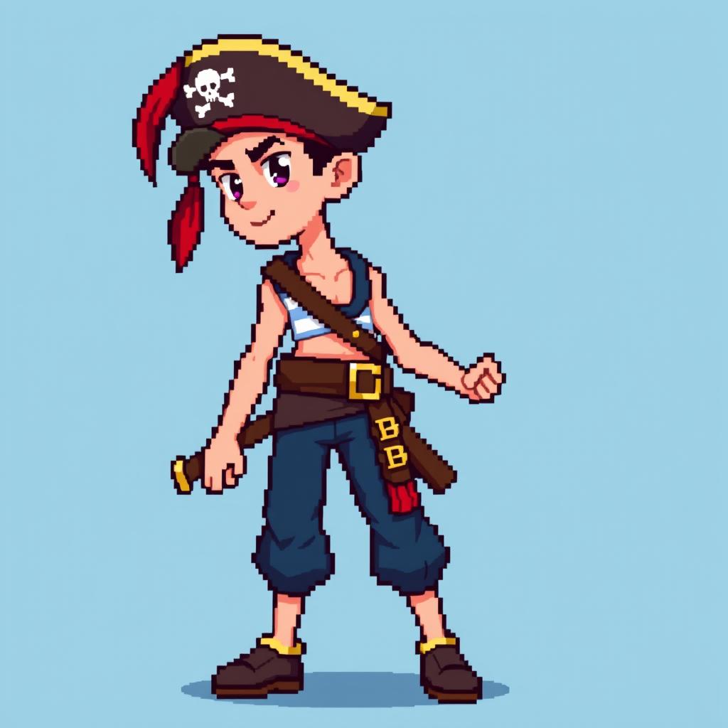 A pixelated young adult male gaming sprite representing a 21-year-old character in vibrant 8-bit style
