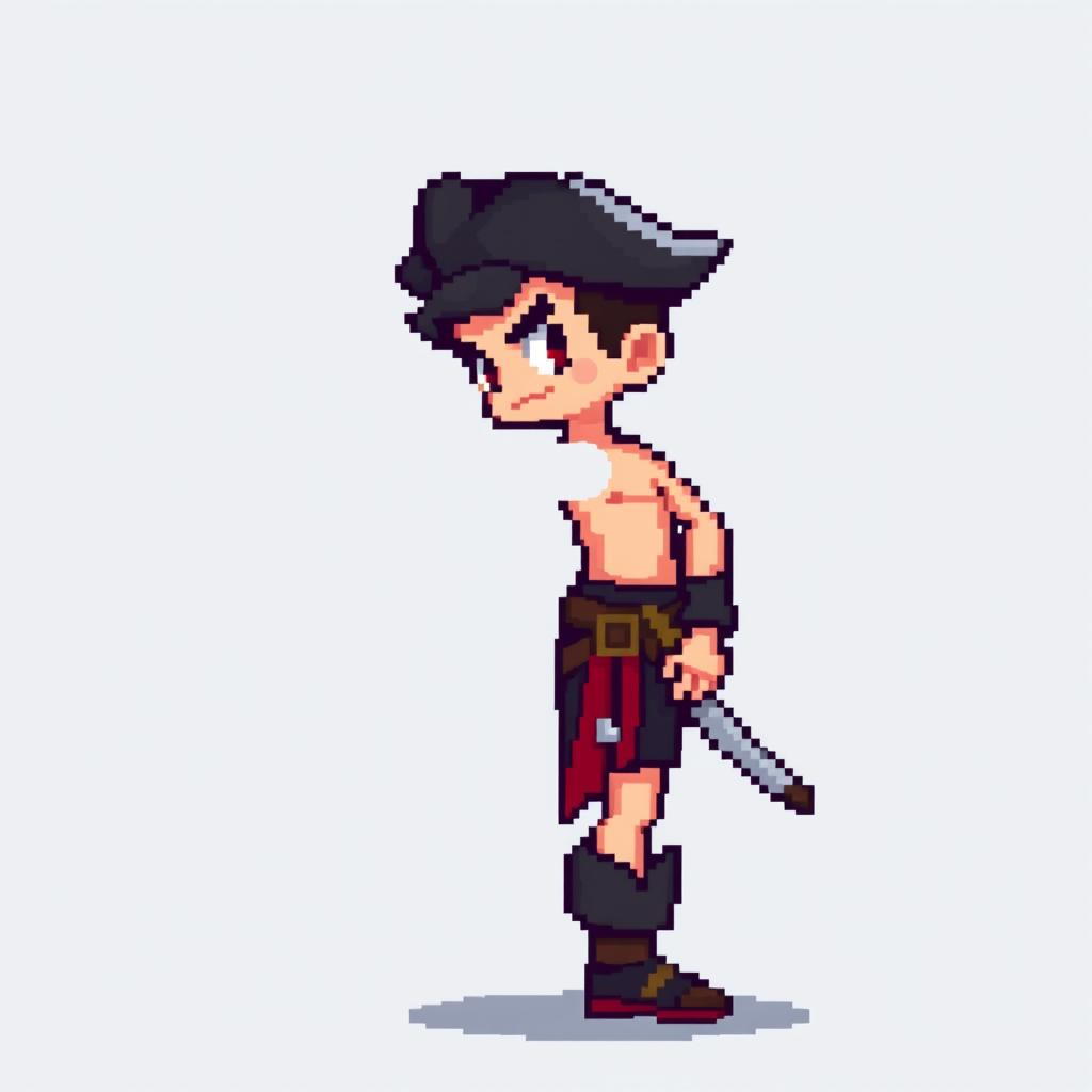 An extremely pixelated young adult male gaming sprite depicting a 21-year-old character in classic 8-bit style