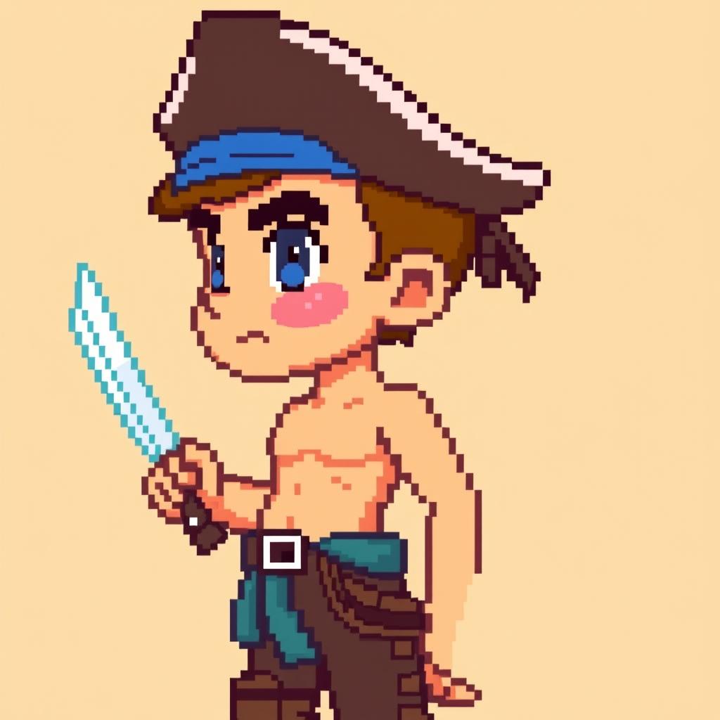 An extremely pixelated young adult male gaming sprite representing a 21-year-old character in authentic 8-bit style