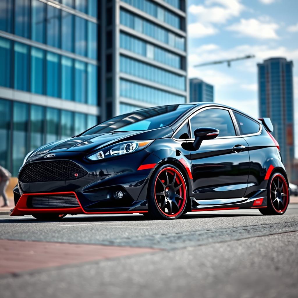 A Ford Fiesta featuring an impressive body kit that enhances its sporty appearance