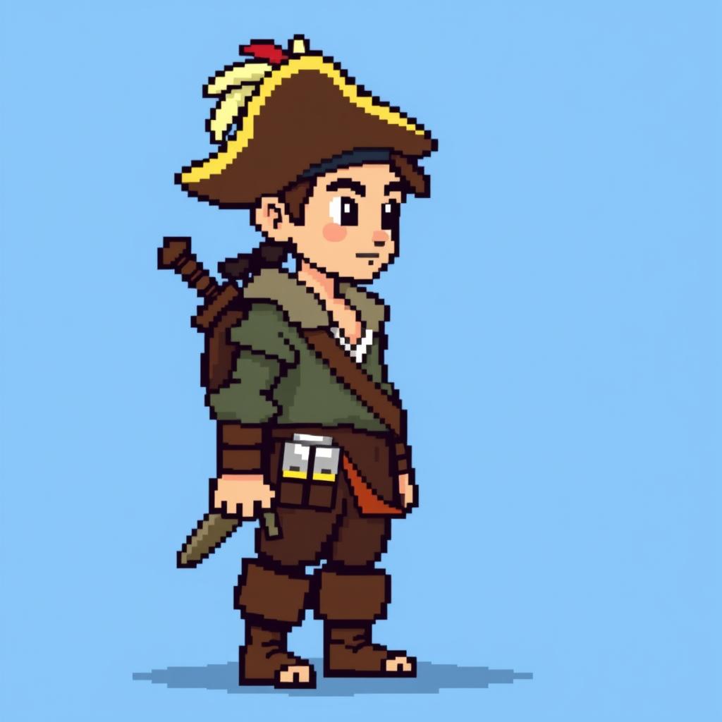 An extremely pixelated young adult male gaming sprite showcasing a 21-year-old character in authentic 8-bit style