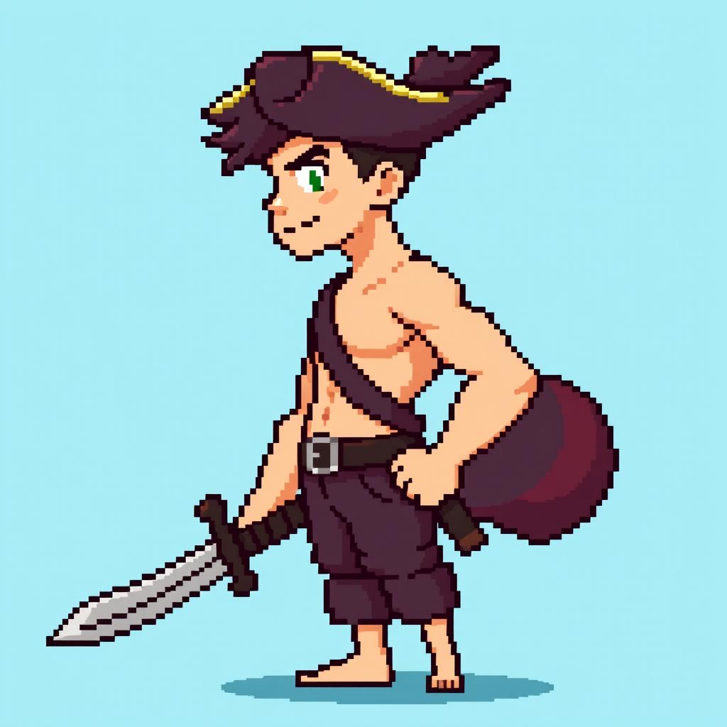 An extremely pixelated young adult male gaming sprite illustrating a 21-year-old character in authentic 8-bit style