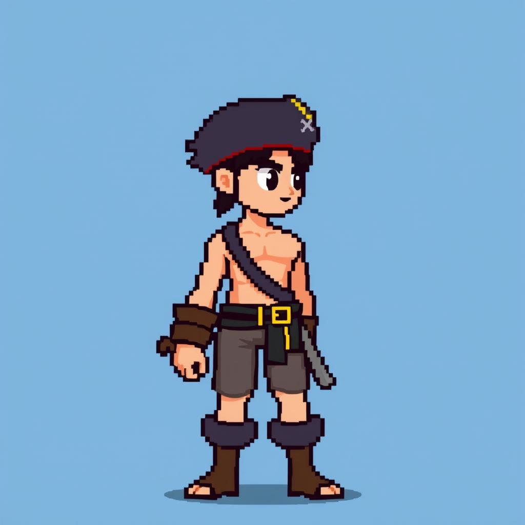 An extremely pixelated young adult male gaming sprite depicting a 21-year-old character in classic 8-bit style