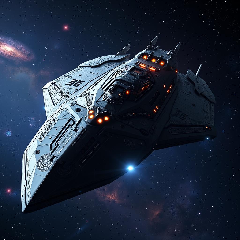 A stunning depiction of a war spaceship named Leviathan