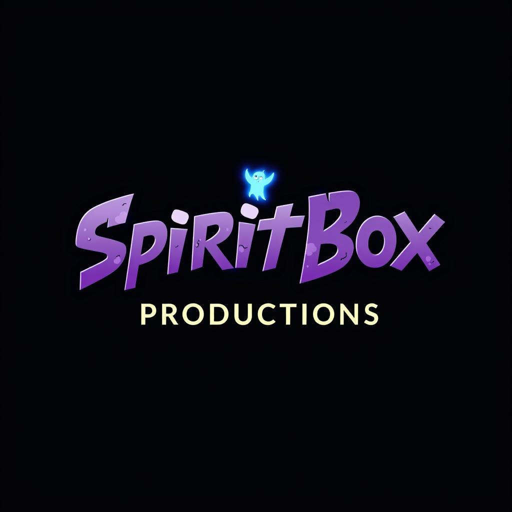 A logo design for 'SpiritBox Productions' styled after the Yo-kai Watch logo, but with a darker, spookier vibe
