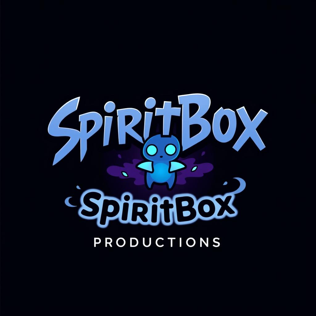 A logo design for 'SpiritBox Productions' styled after the Yo-kai Watch logo, blending playful elements with a spooky twist