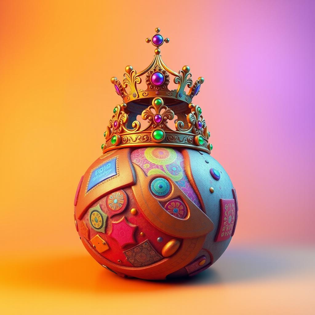 A vibrant and artistic representation of a 'Vaina' adorned with an ornate crown