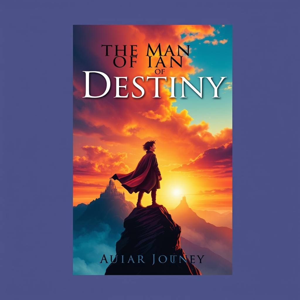 A captivating book cover for a novel titled 'The Man of Destiny'