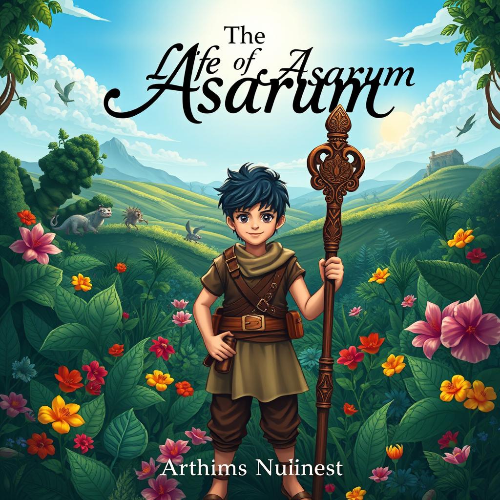 An enchanting book cover for a novel titled 'The Life of Asarum'