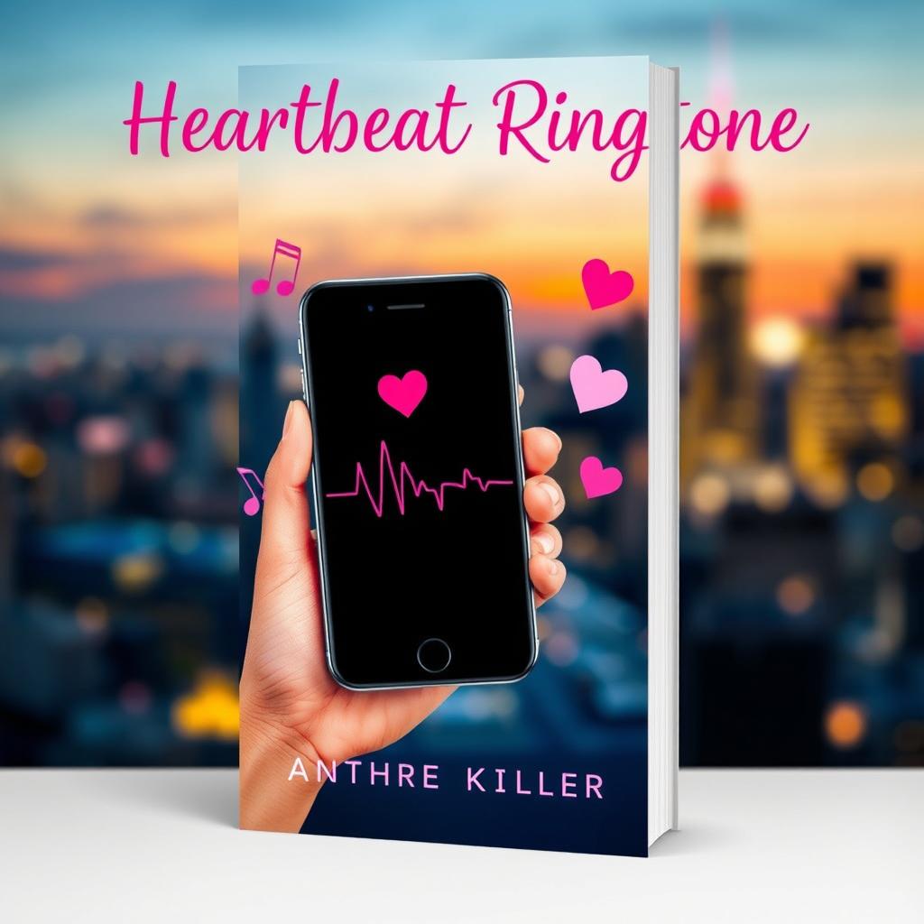 A vibrant and evocative book cover for a novel titled 'Heartbeat Ringtone'