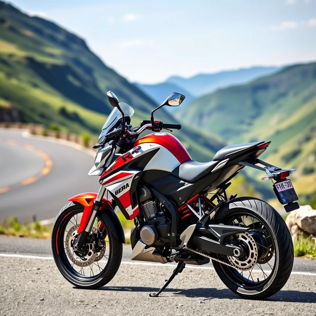 A stunning photograph of a Bera DT 200 RR motorcycle, showcasing its sleek design and vibrant colors