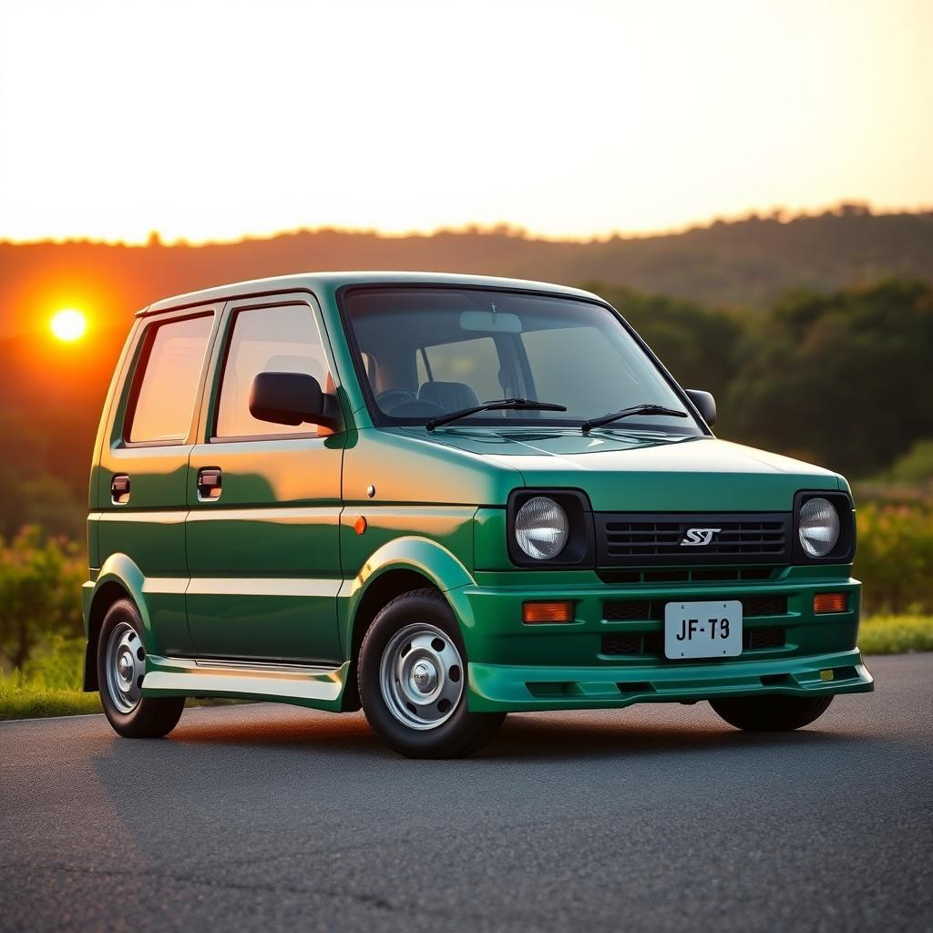 A vintage 1993 Daihatsu with a classy wide body look, featuring a stunning bottle green color