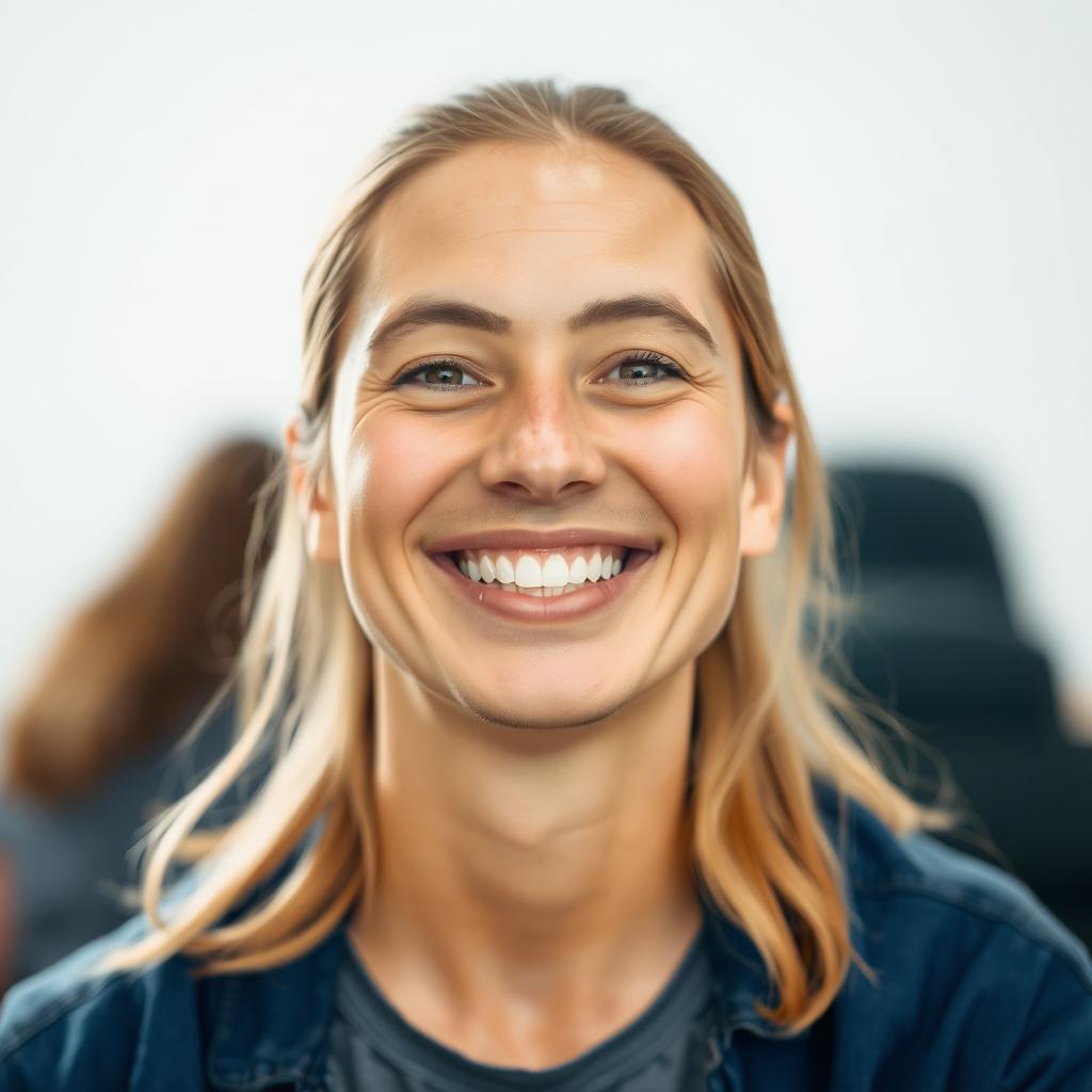 A portrait of a person resembling the original subject, posed in a friendly and approachable manner