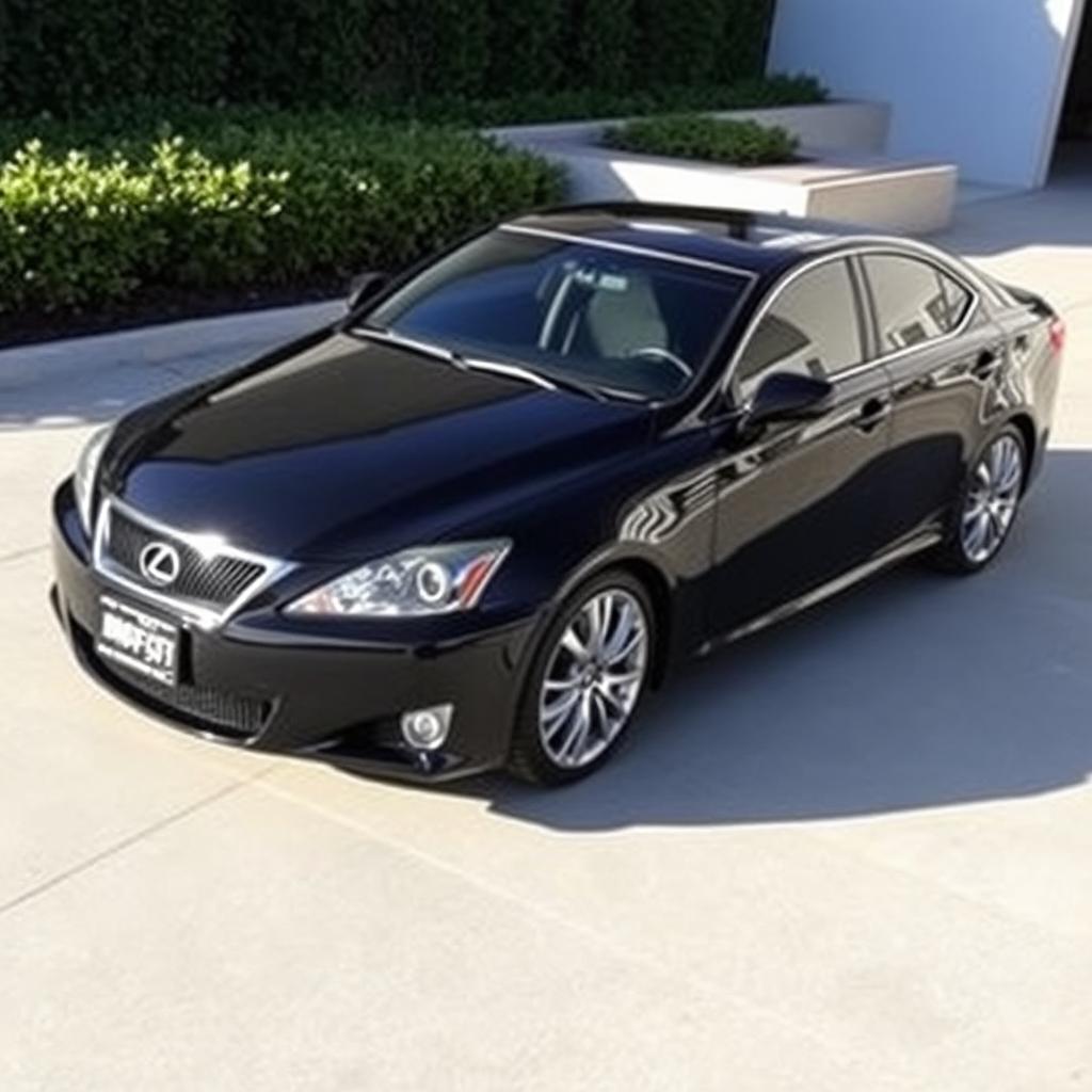 A sleek 2007 Lexus IS 350 in black, showcasing its elegant Japanese version design with sharp lines and a sporty appearance