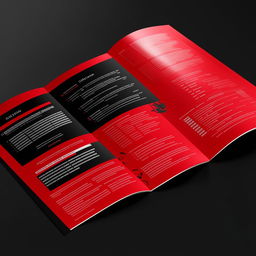 Create a full catalog design for 'OZKAR MAKINA' company, dominated by red and black colors, and includes a themed photo.