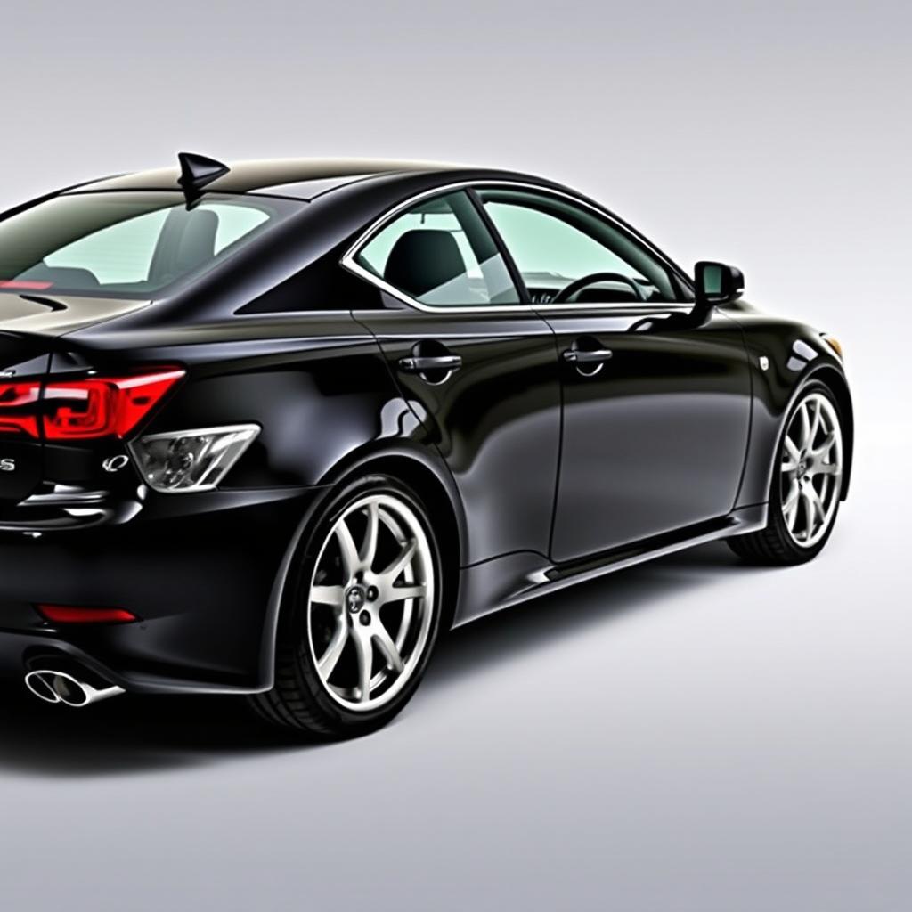 A sleek 2007 Lexus IS 350 in black, showcasing its Japanese version features, positioned in a clean environment