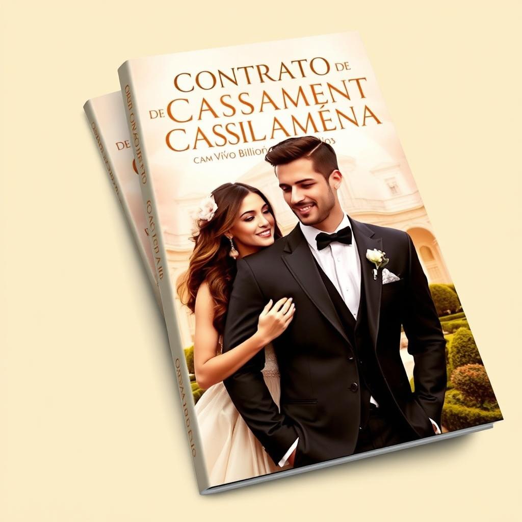 A captivating book cover design featuring the title 'Contrato de Casamento com Viúvo Bilionário'