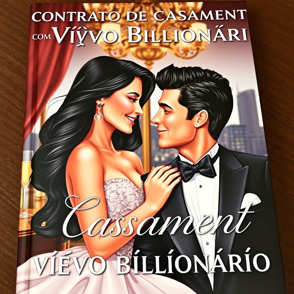 A romantic book cover titled 'Contrato de Casamento com Viúvo Bilionário'