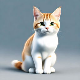 A well-detailed and adorable cat with smooth fur, gleaming eyes, and a playful stance.