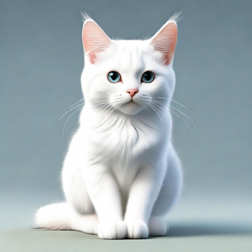 A well-detailed and adorable cat with smooth fur, gleaming eyes, and a playful stance.