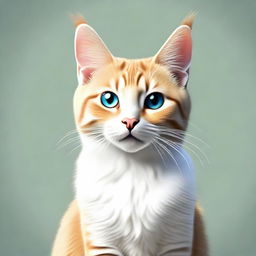 A well-detailed and adorable cat with smooth fur, gleaming eyes, and a playful stance.