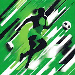 Generate a vibrant sports-themed graphic design using a striking palette of green, black, and white, to capture intensity and dynamic movement.