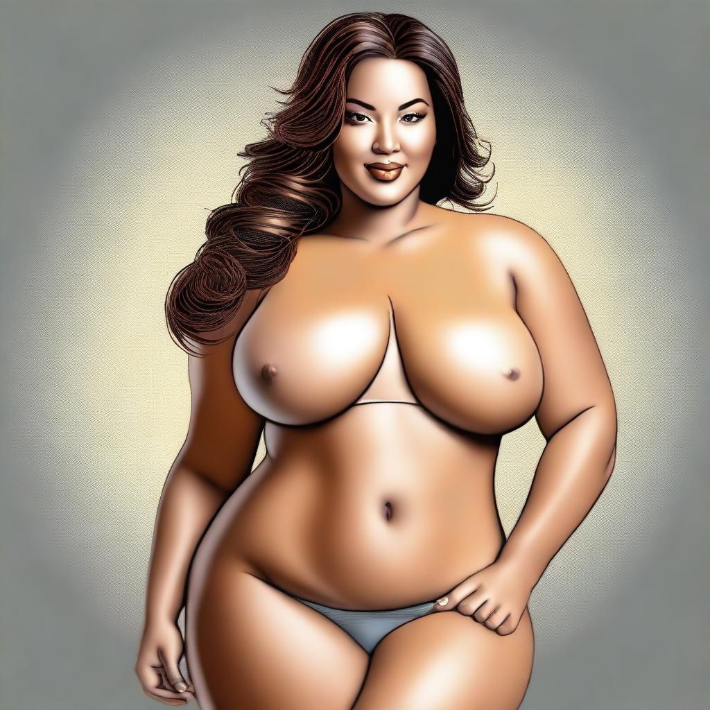 This is a tasteful digital art piece showcasing a voluptuous woman