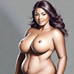 This is a tasteful digital art piece showcasing a voluptuous woman