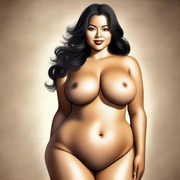 This is a tasteful digital art piece showcasing a voluptuous woman