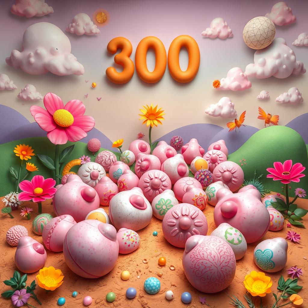 Whimsical Art: 300 Creative Testicle Representations in a Surreal Landscape
