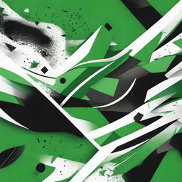 Create a striking sports-themed design using the combination of green, black and white colors to symbolize energy, strength and determination.