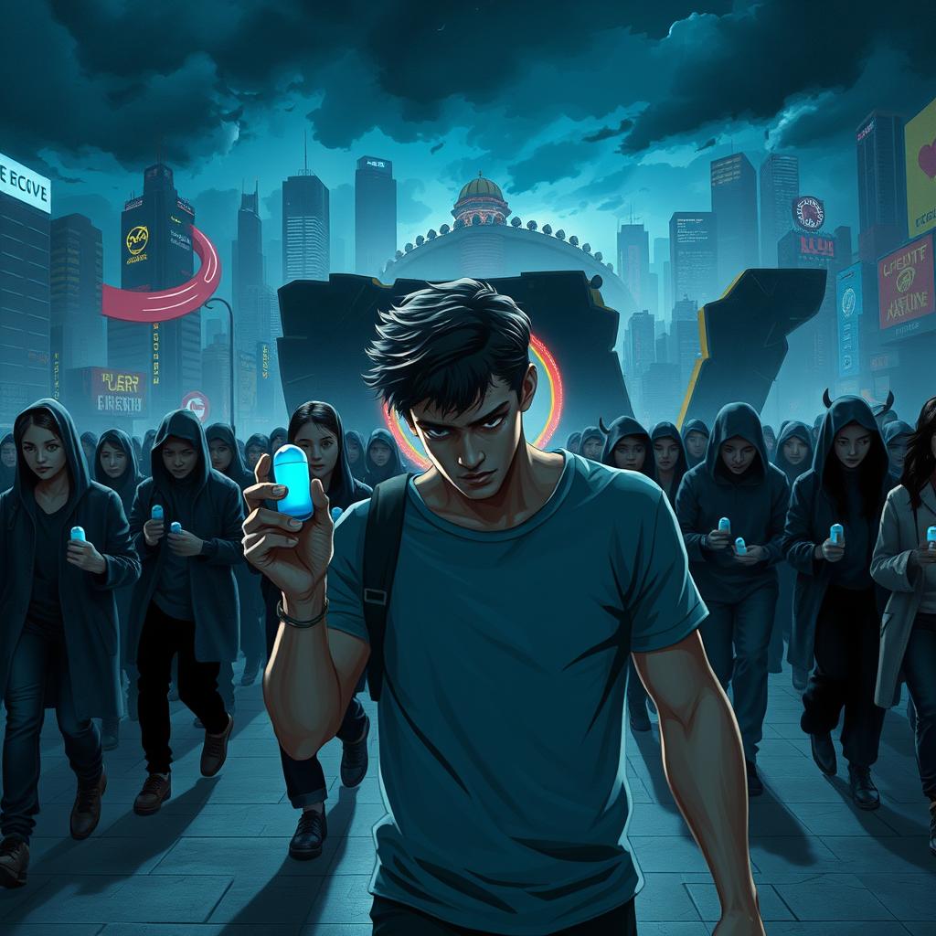A dramatic sci-fi scene inspired by the world of "Límite Azul"