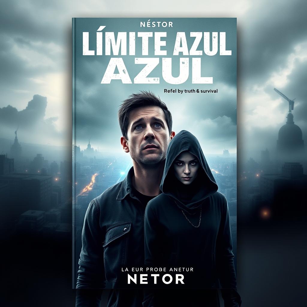 A captivating book cover design for the dystopian thriller 'Límite Azul'