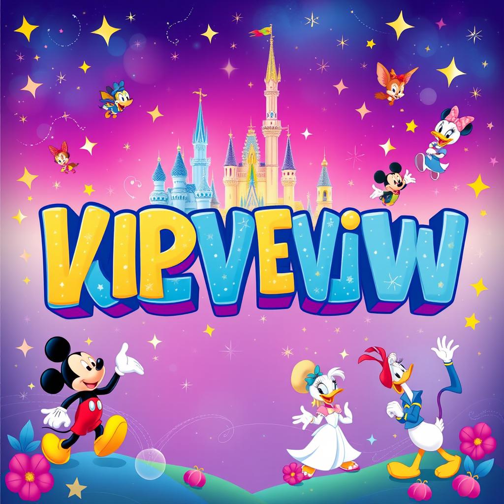 An enchanting Disney-themed design featuring the text 'VIP REVIEW' in a whimsical, colorful font