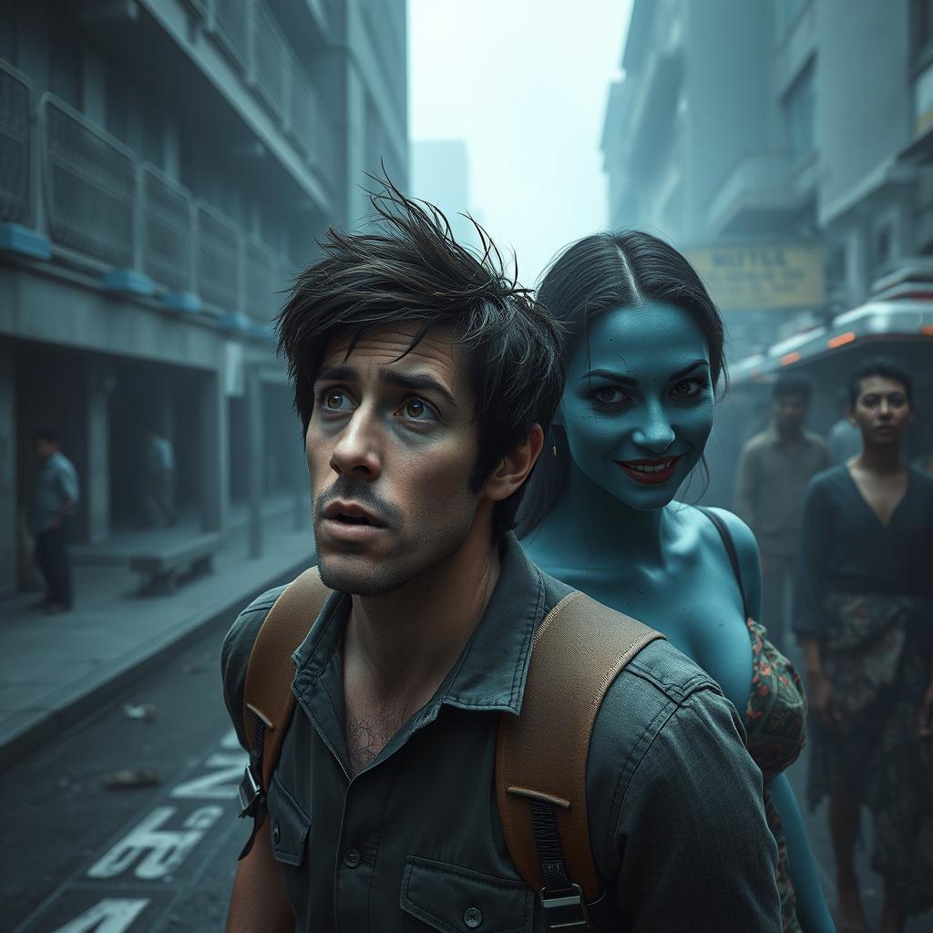 An evocative and unsettling scene inspired by the story "Límite Azul