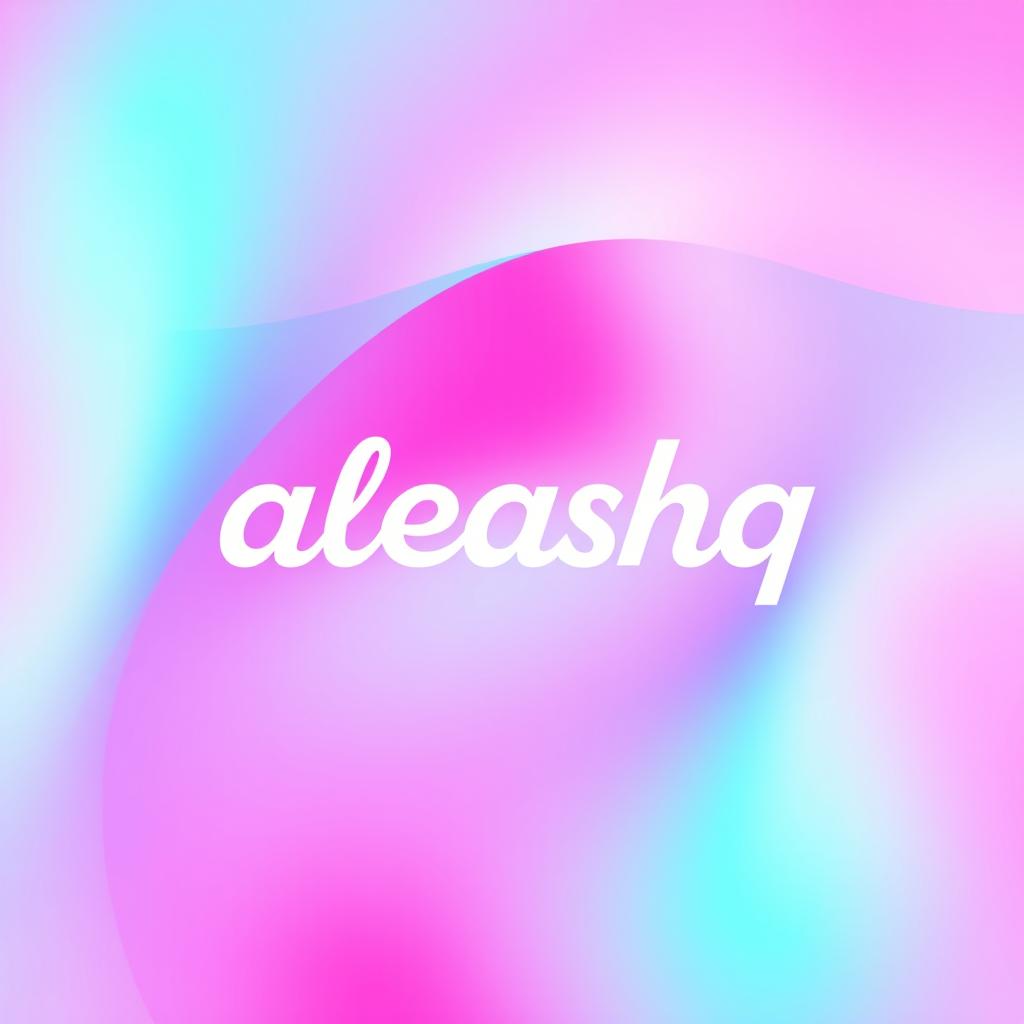 A modern Instagram logo design featuring the word 'aleashq' in a stylish font