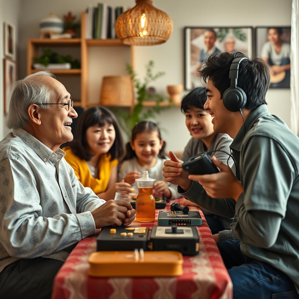 In a lively family game afternoon, two generations clash in a humorous and nostalgic battle