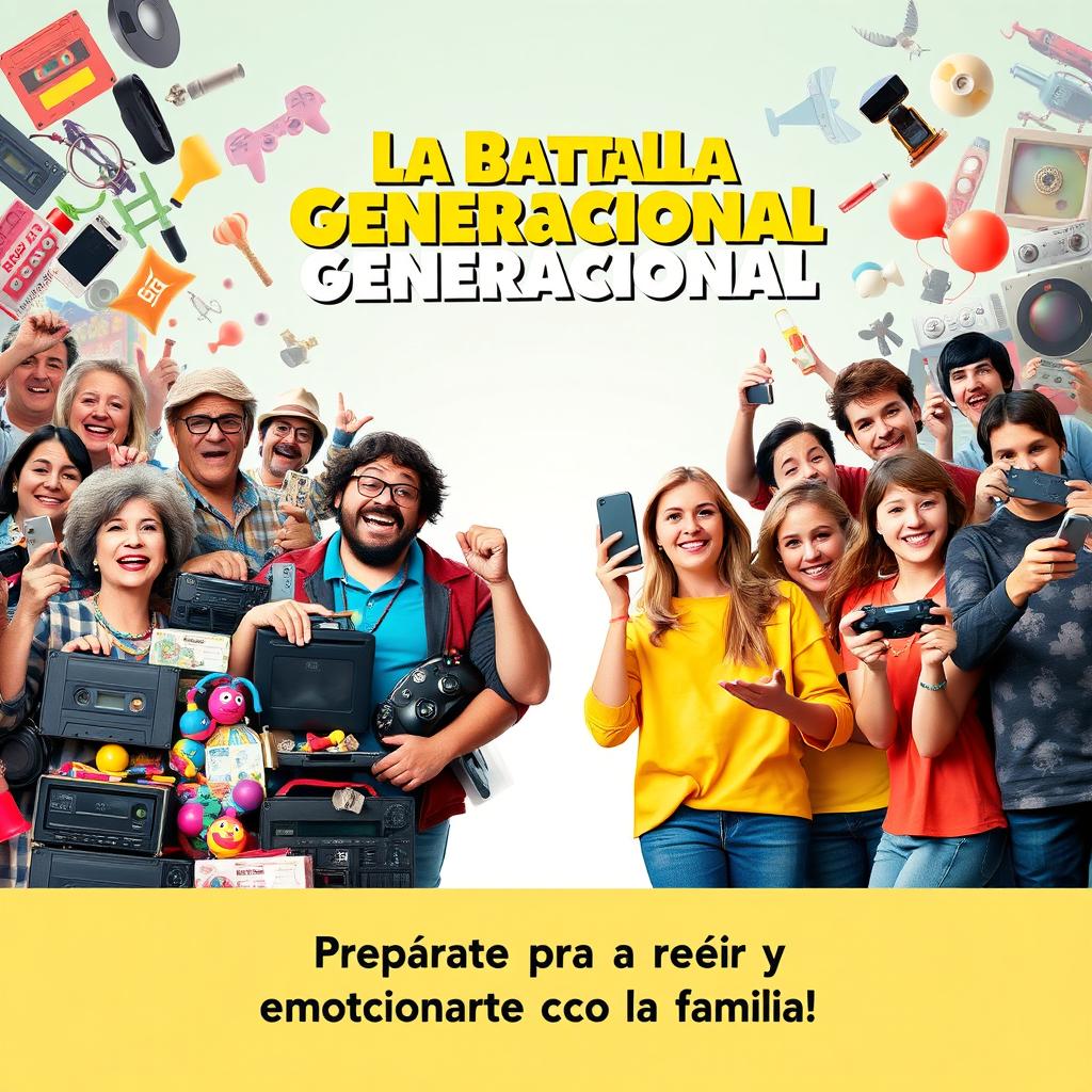 A vibrant movie poster for a film titled 'La Batalla Generacional'