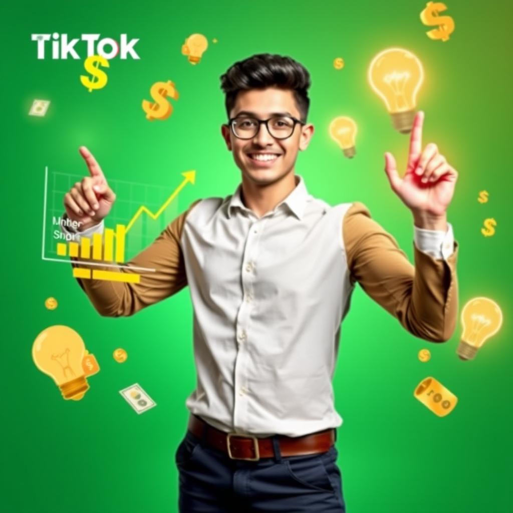 A vibrant and engaging TikTok profile picture showcasing the concept of quick money-making knowledge