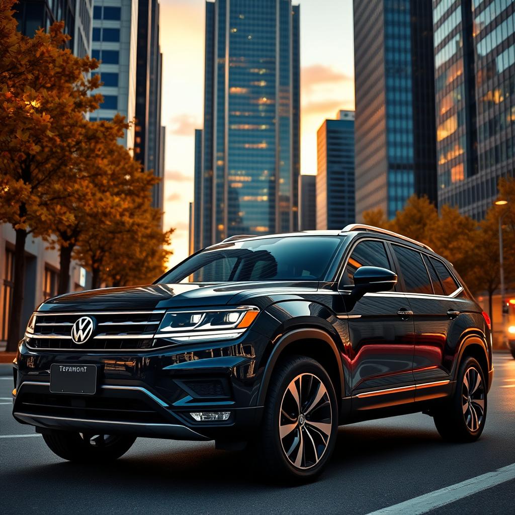 A dynamic scene featuring a Volkswagen Teramont 3