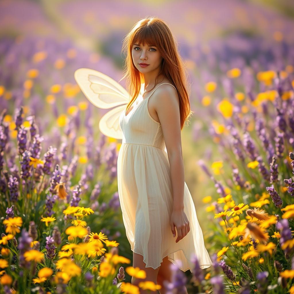 A woman with straight dark copper hair, light brown eyes, and fair skin, with an hourglass body shape