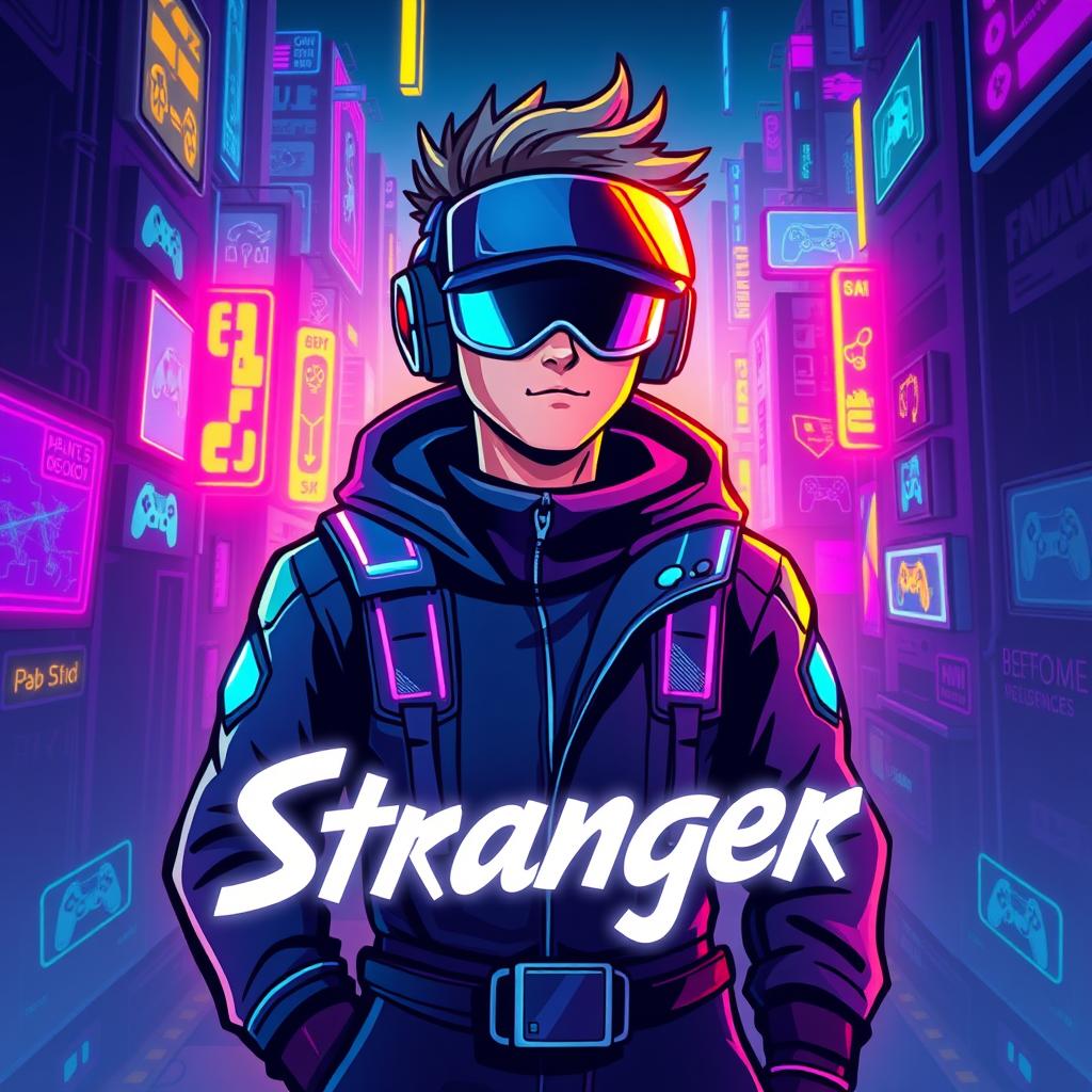 A vibrant and eye-catching profile photo for a gamer with the username 'Stranger'