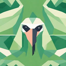 Design a close-up image of a green crane's head using abstract shapes, showcasing the bird's natural grace in a geometric style.