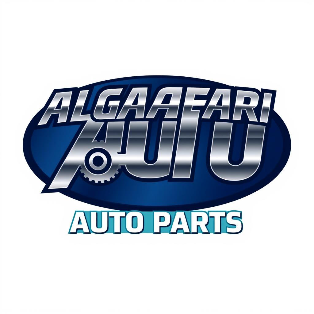 A sleek and modern logo for a car auto parts shop named 'ALGAAFARI AUTO PARTS'