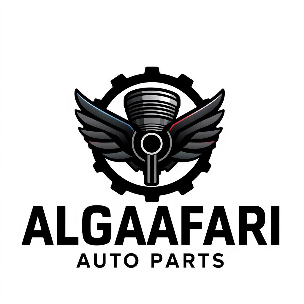 A modern and professional logo design for an auto parts store named 'ALGAAFARI AUTO PARTS'