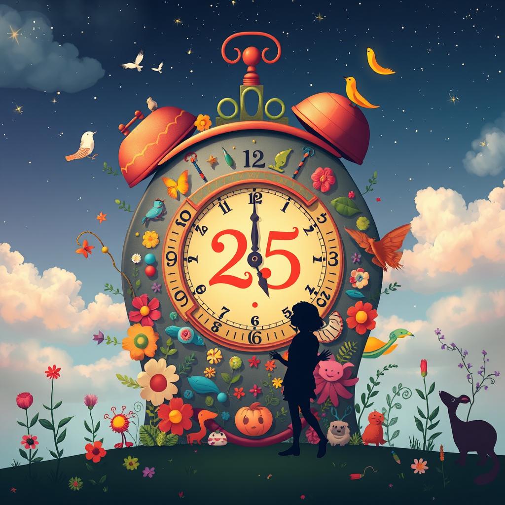 Whimsical Clock: A Timeless Scene of Youth and Freedom
